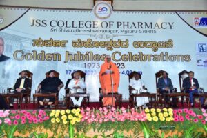 His Excellency Sri Arif Mohammed Khan, Hon'ble Governor of Kerala inaugurated the Golden Jubilee Celebration of JSS College of Pharmacy, Mysuru on 17th February 2023 in the divine presence of His Holiness Jagadguru Sri Shivarathri Deshikendra Mahaswamiji.