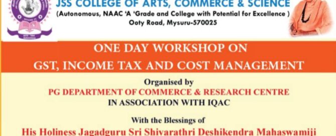JSS Mahavidyapeetha - One-day workshop on GST, Income Tax and Cost Management - March 2023