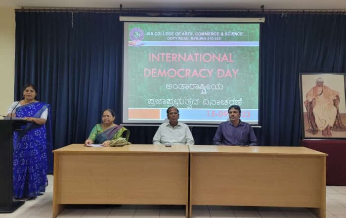 International Democracy Day Commemorated at JSS College of Arts, Commerce and Science, Mysore