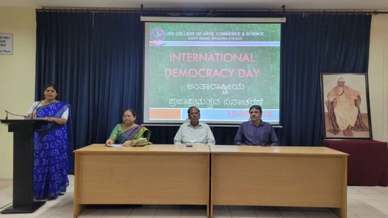 International Democracy Day Commemorated at JSS College of Arts, Commerce and Science, Mysore