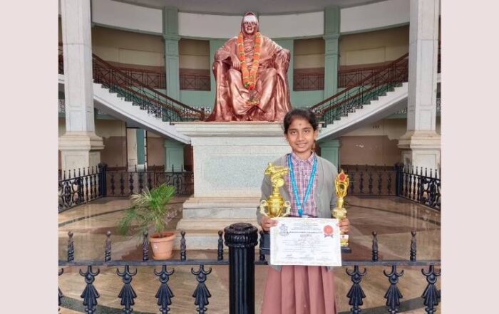 Vaishnavi wins gold medal in State-level Karate Competition